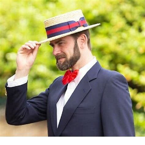 Traditional Wheat Straw Boater Hat With Navy And Burgundy Band