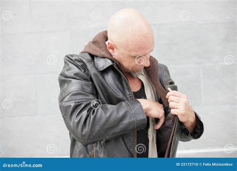 Man Reaching Into His Jacket Stock Photo Image Of Horizontal Male