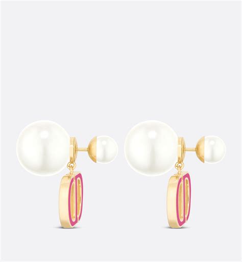 Dior Tribales Earrings Gold Finish Metal And White Resin Pearls With Rani Pink Lacquer Dior Us