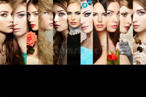 Beauty Collage Faces Of Women Stock Photo Image Of Lady Curls 45677142