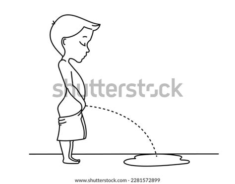 Pissing Boy Contour Vector Drawing Stock Vector Royalty Free