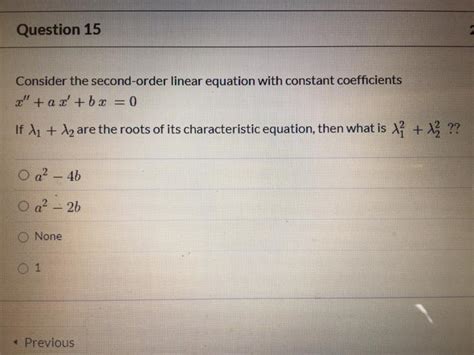 Solved Question 15 Consider The Second Order Linear Equation