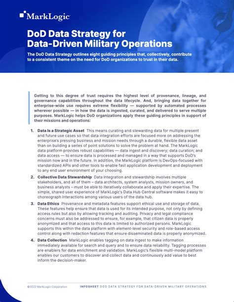 Dod Data Strategy For Data Driven Military Operations