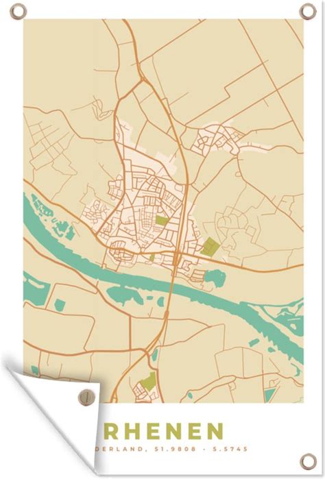 Tuinposters Buiten Plattegrond Rhenen Stadskaart Kaart X Cm