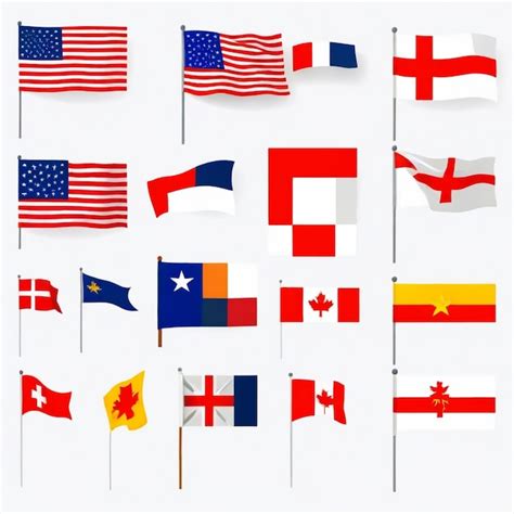 Several Flags Of Different Countries Are Shown On A White Background Premium Ai Generated Vector