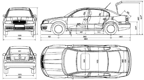 2007 Skoda Superb Sedan blueprints free - Outlines