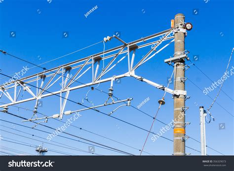 Railway Electrification System Overhead Line Wire Stock Photo