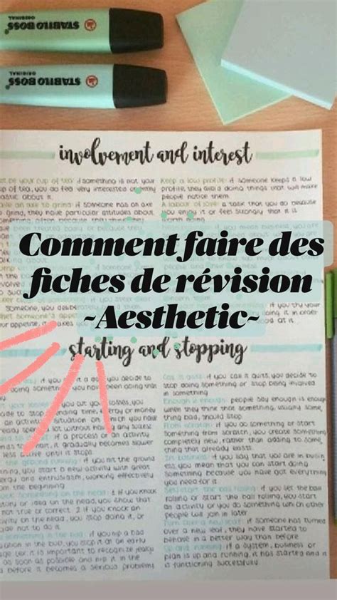 Comment faire des fiches de révision Aesthetic Fiches de révision