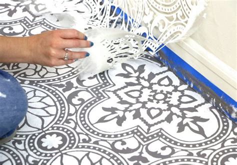 How To Stencil An Elegant Tile Floor Stenciled Floor Elegant Tile