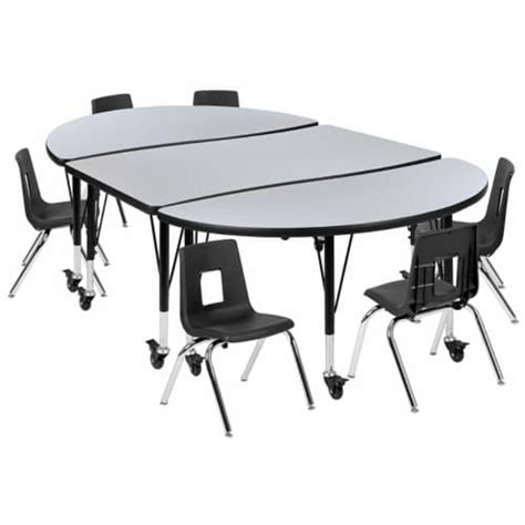 Mobile 76 Oval Wave Flexible Laminate Activity Table Set With 12