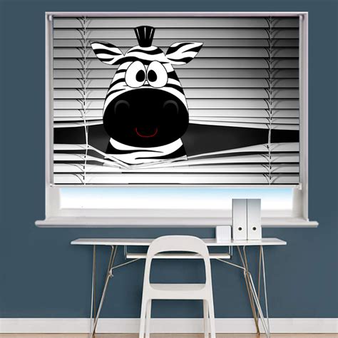 Peeking Zebra Image Printed Roller Blind Printed Photo Roller Blind