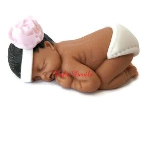 Naked Sleeping Baby Fondant Cake Topper Handmade Edible Baby Shower Cake Topper Christening
