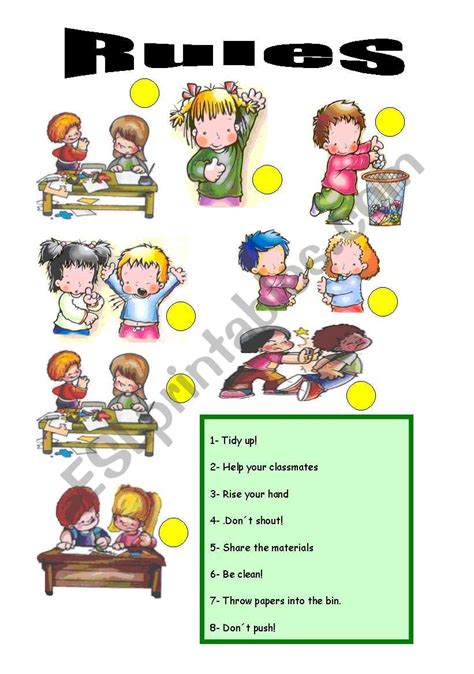 Rules And Classroom Actions Esl Worksheet By Laura Crespillo