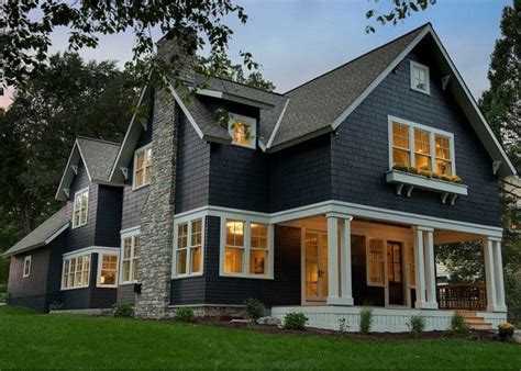 Dark Blue Modern Farmhouse House Exterior Blue House Exterior Cottage Exterior