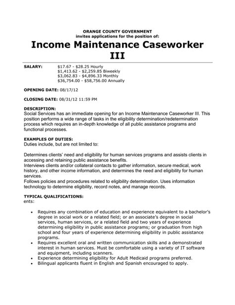 Income Maintenance Caseworker Iii