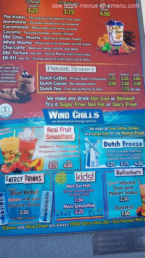 Menu at Dutch Bros Coffee pub & bar, Oroville