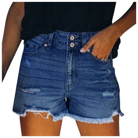 Posijego Jean Shorts For Women Trendy Stretchy Ripped Denim Shorts