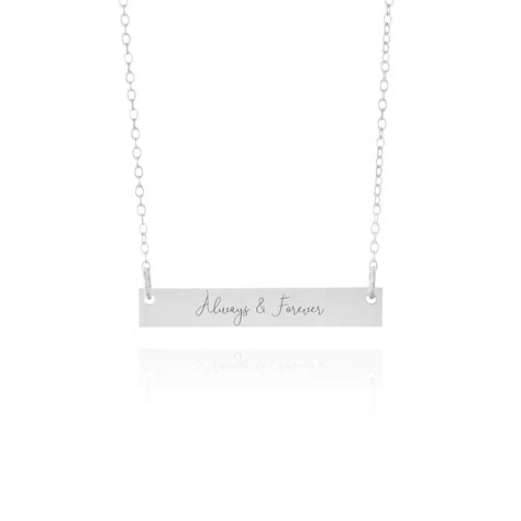 Personalized Handwriting Bar Necklace Sincerely Silver