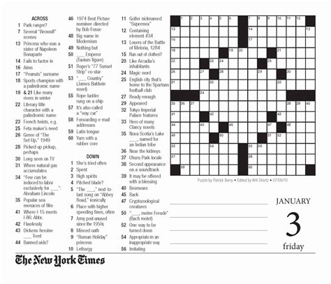 The New York Times Crossword In Gothic: October 2010 - Printable Sunday ...