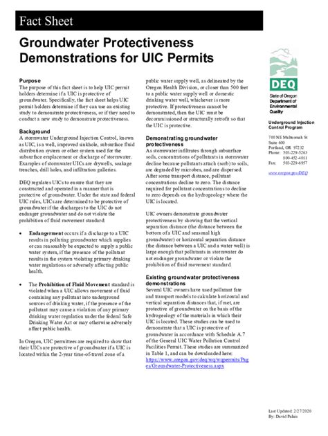 Fillable Online U S Epa Uic Draft Permit Fact Sheet Uic Permit King