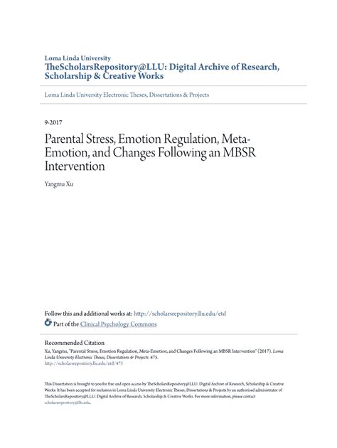 Fillable Online Parental Stress Emotion Regulation Meta Emotion And