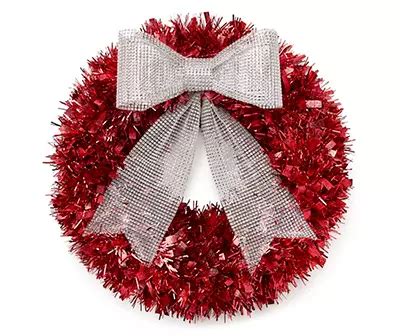 Winter Wonder Lane 18" Red Tinsel Wreath | Big Lots