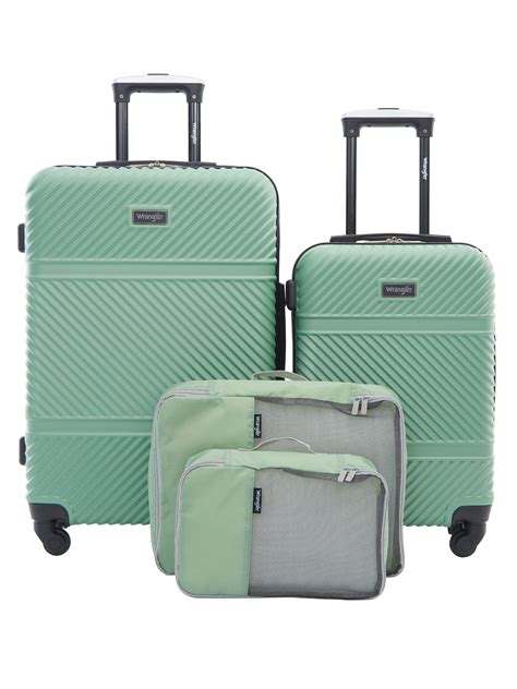 Wrangler 4 Pc Hardside Spinner Luggage Set with 20" & 25" Suitcases and