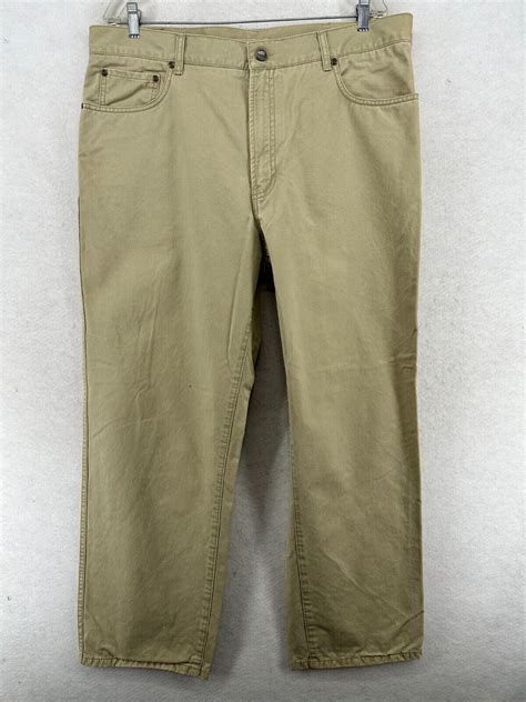 Ll Bean Jeans Mens Size 38x30 Cotton Straight Leg Chino Pants Beige Ebay