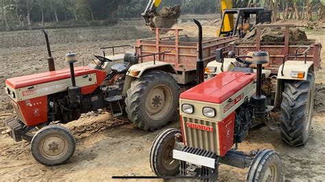 Jcb Dx Loading Mahindra Tractor Stuck In Mud Sonalika Tractor