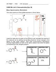 LabHMassSpecWorksheet Pdf ON TIME YES NO Because CHEM 3BL Lab