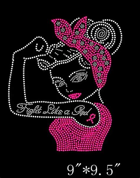 Free Shipping Breast Cancer Awareness Fight Like A Girl Rhinestone