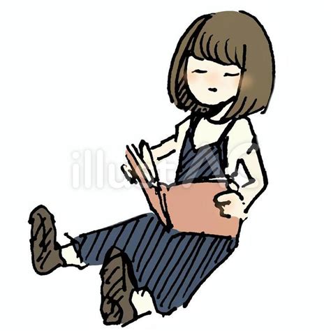 本を読む女の子イラスト No 22413902／無料イラスト フリー素材なら「イラストac」