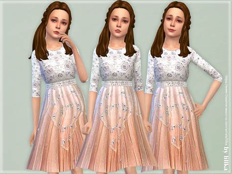 Pearl Rose Dress For Girls Found In Tsr Category Sims 4 Female Child