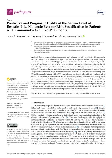 Pdf Predictive And Prognostic Utility Of The Serum Level Of Resistin