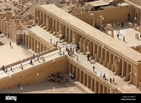 Aerial View Of Queen Hatshepsut Temple West Bank Of Nile Luxor Egypt