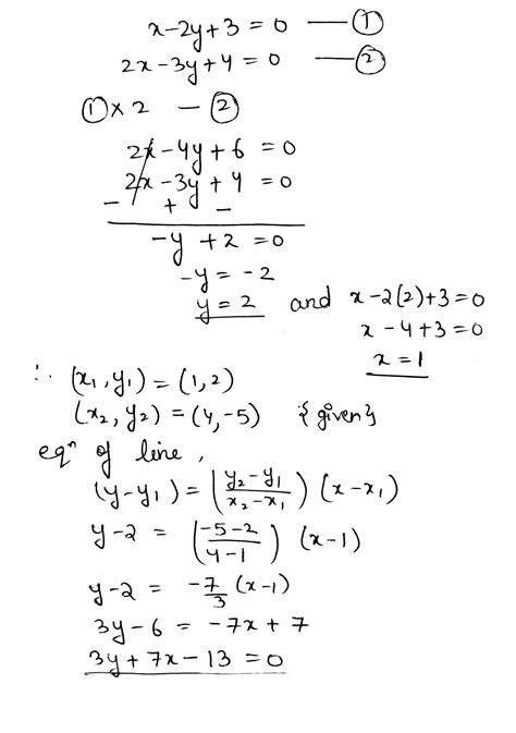 Find The Equation Of The Line Drawn Through The Point Of Intersection