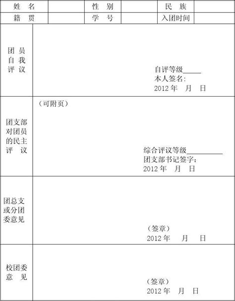 团员民主评议表word文档在线阅读与下载无忧文档