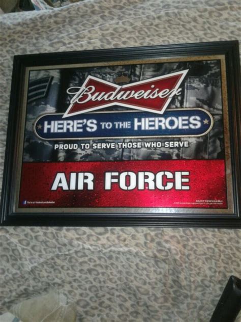 Budweiser Mirrorheres To The Heroesus Air Force20 12x26 12 Excellent Antique