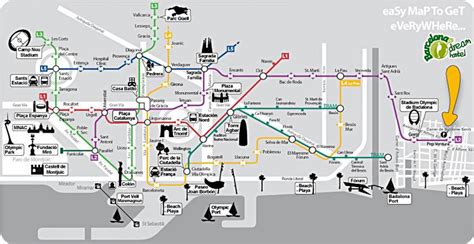 Barcelona top attractions map - Barcelona tourist guide map (Catalonia ...