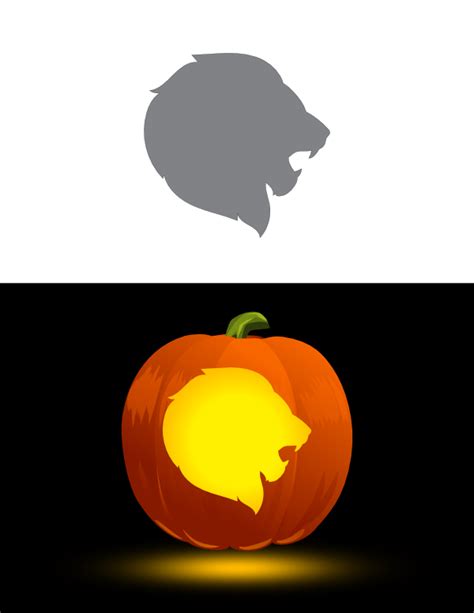 Printable Lion Head Pumpkin Stencil