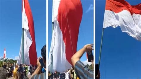 Viral Video Warga Dari Berbagai Suku Berebut Kibarkan Bendera Merah