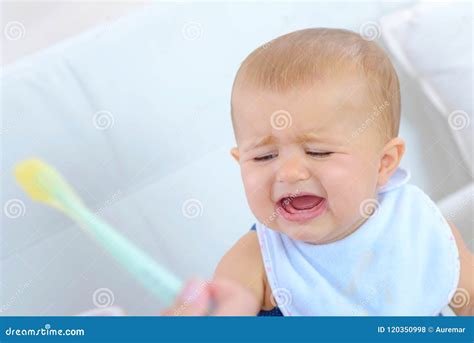 Little Baby Crying during Feeding Time Stock Photo - Image of milk ...