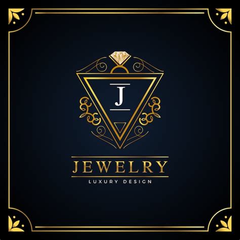 Logotipo de jóias de letra de luxo clássico Vetor Premium