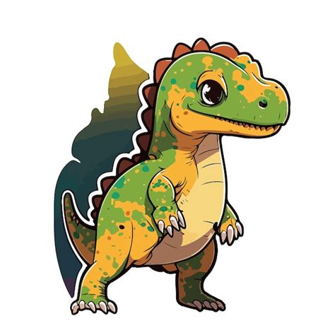 Lindo Estilo De Dibujos Animados De Dinosaurios Vector Premium