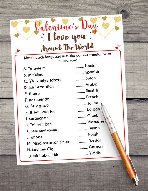 Valentines I Love You Around The World Game Valentines Day Trivia