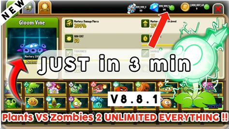 Plants Vs Zombies 2 Unlimited Coins And Gems Unlock All Plants Mastery 200 Pvz2 Mod V88