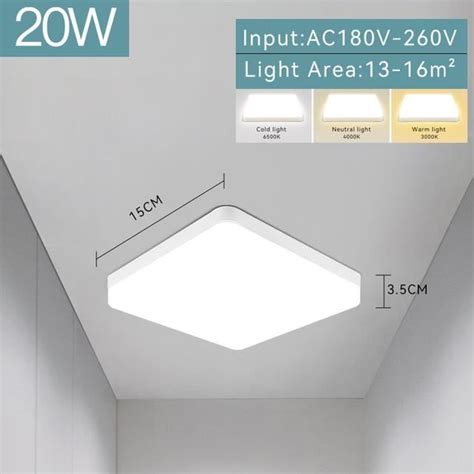 Plafonnier Type A Square W Cold White Led Panel Light Round