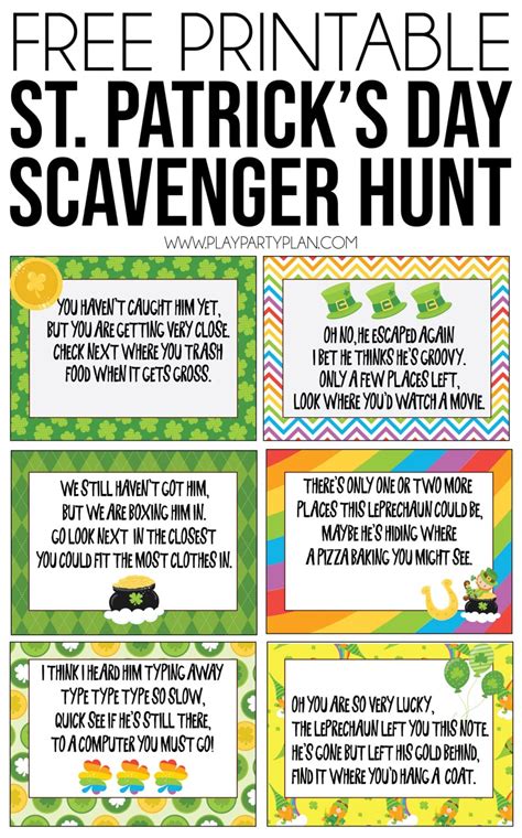 Free Printable St. Patrick's Day Scavenger Hunt | St patrick's day ...