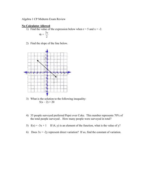 Algebra Cp Midterm Exam Review