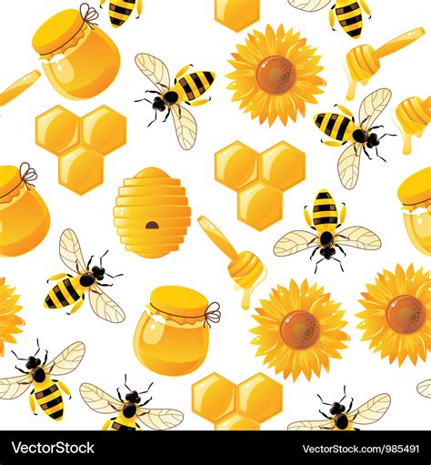 Seamless Honey Bee Pattern Royalty Free Vector Image